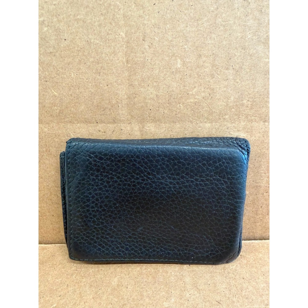 Salvatore Ferragamo Men's Pebbled Leather Compact Bifold Wallet Black 4" x 3"